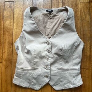 Express Beige Button-Up Vest Women’s Small